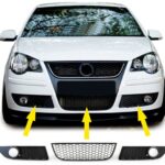 3 grille de pare-chocs nid d'abeille look GTI pour VW POLO 9N3 de 04/2005 à 05/2009