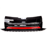 CALANDRE SANS SIGLE NOIR BRILLANT ROUGE POUR VW T6 TRANSPORTER MULTIVAN A PARTIR DE 04/2015