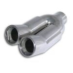 EMBOUT ECHAPEMENT EN INOX DOUBLE SORTIE DTM 2x 89 mm ET ENTREE 61 mm