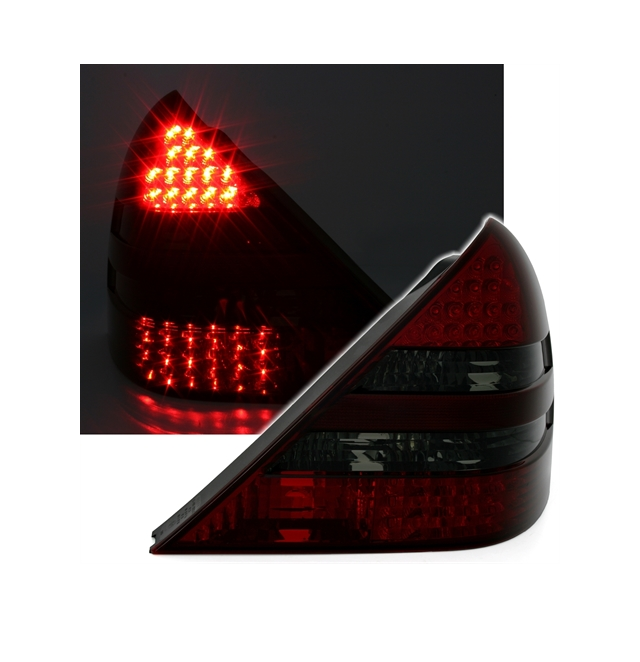 2 FEUX ARRIERE LED MERCEDES SLK R170 DE 04/96 A 04/04 ROUGE ET NOIR TRANSLUCIDE