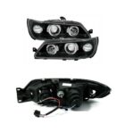 2 FEUX PHARE AVANT ANGEL EYES A LED FOND NOIR POUR PEUGEOT 306 PHASE 1 DE 1993 A 7/1997