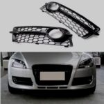 2 grille antibrouillard noir brillant pour AUDI TT 8J de 2006 à 2014 avec parechoc standard