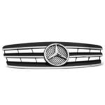 CALANDRE MERCEDES CLASSE C W203 BERLINE CHROME ET NOIR BRILLANT + LOGO DE 04/2000 A 12/2006