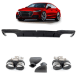 Diffuseur et pot noir look S7 pour AUDI A7 S7 C8 de 10/2017 à 2024 sline